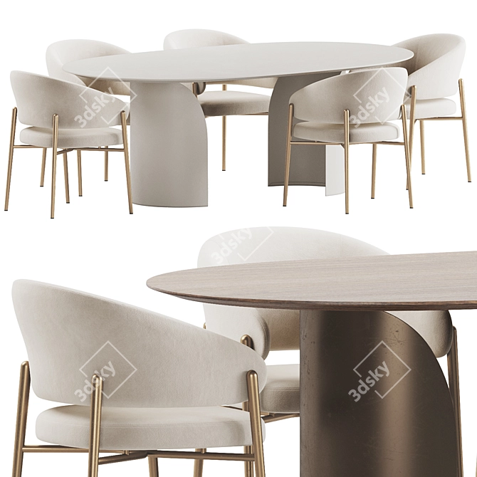 Modern Dining Set Furniture 3D model image 2