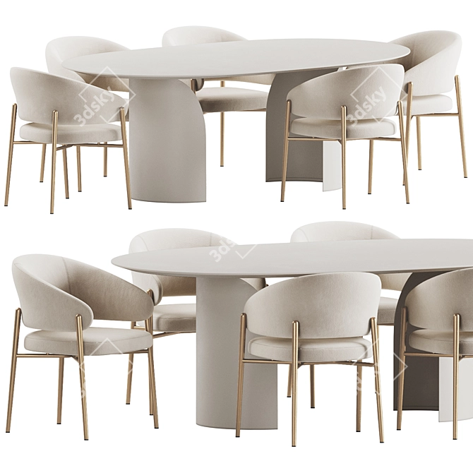 Modern Dining Set Furniture 3D model image 4