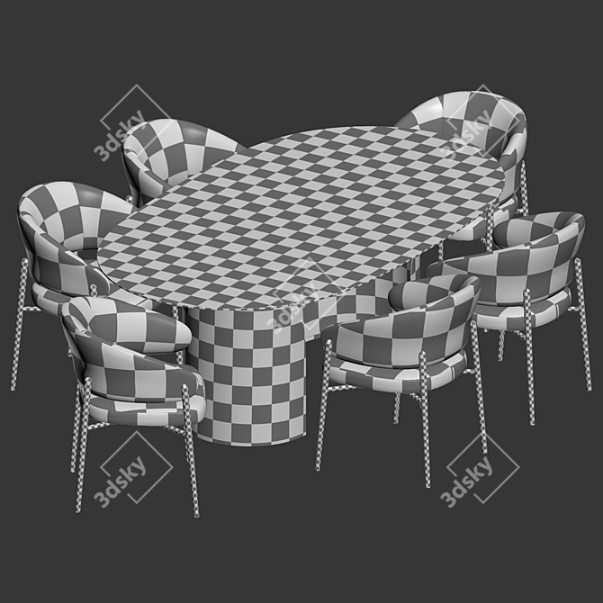 Modern Dining Set Furniture 3D model image 6