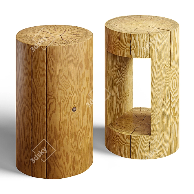 Natural Pine Bedside Cabinet 3D model image 1