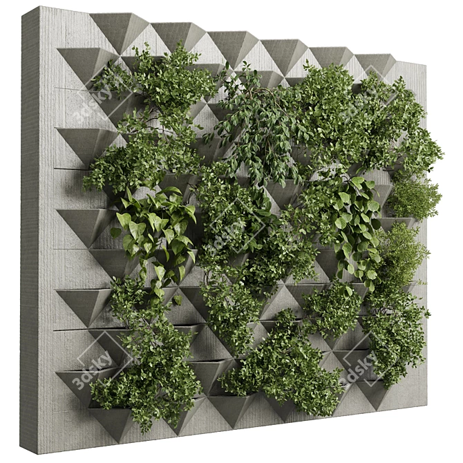 Concrete Green Wall Garden Set 3D model image 6