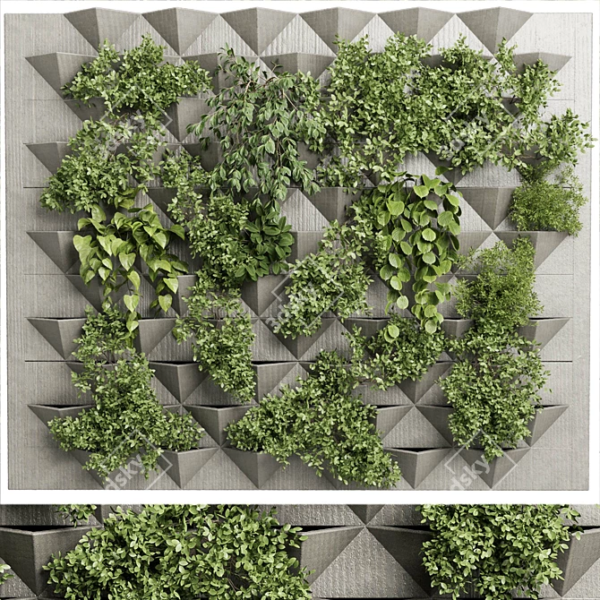 Concrete Green Wall Garden Set 3D model image 1