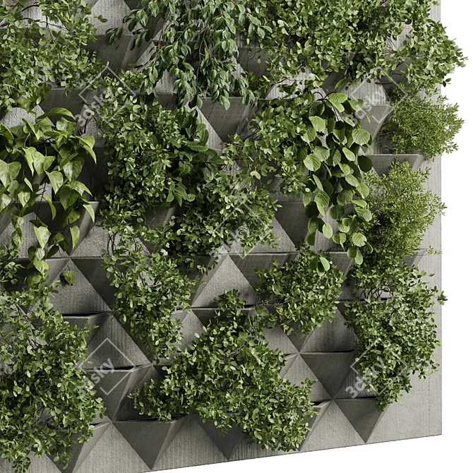 Concrete Green Wall Garden Set 3D model image 3