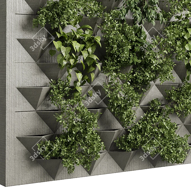 Concrete Green Wall Garden Set 3D model image 4