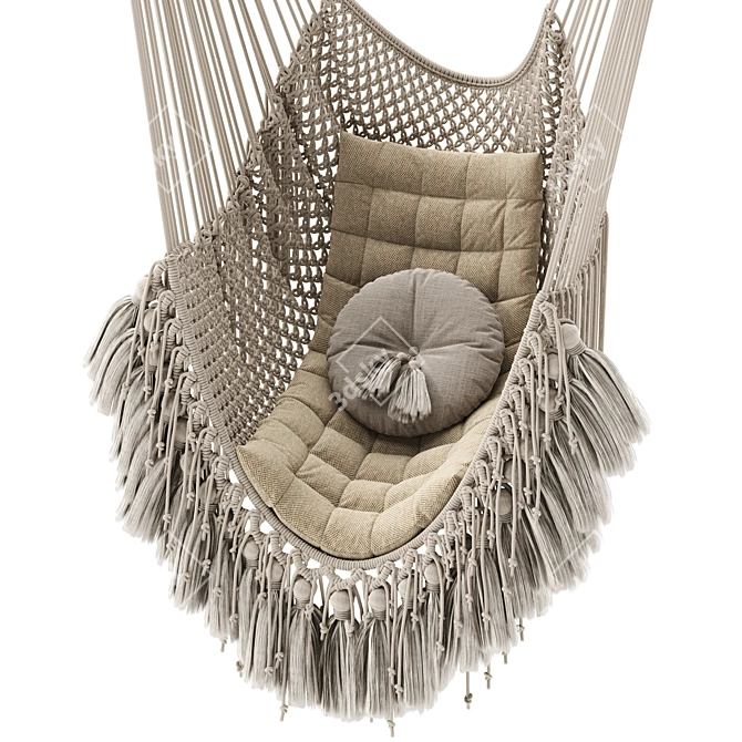 Boho Macrame Hammock Bed 3D model image 6