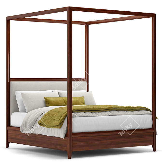 Luxurious Gael Canopy Upholstered Bed 3D model image 1