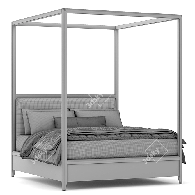 Luxurious Gael Canopy Upholstered Bed 3D model image 6