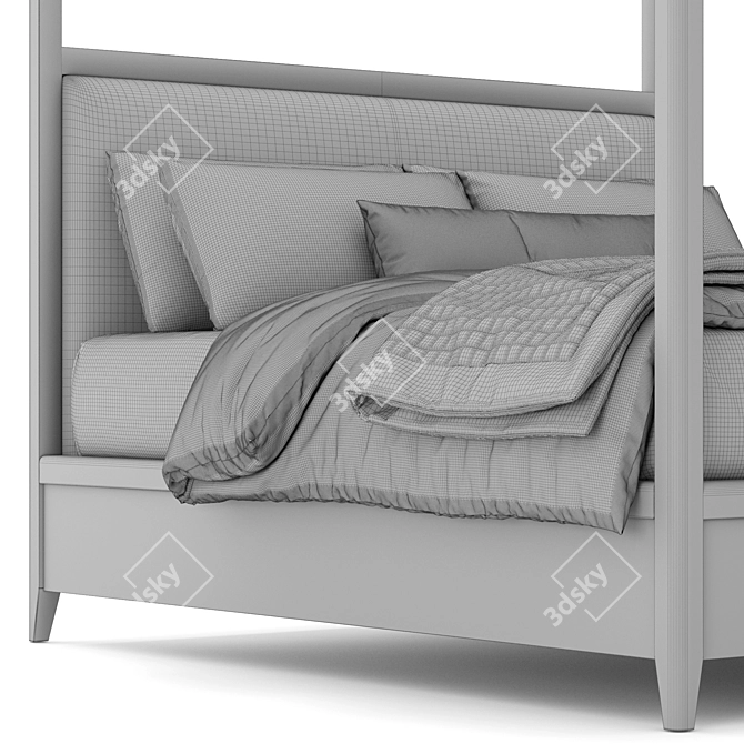 Luxurious Gael Canopy Upholstered Bed 3D model image 7