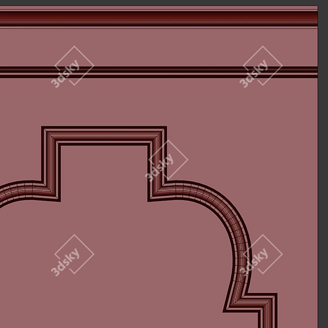 Decorative Plaster with Molding #018 3D model image 4