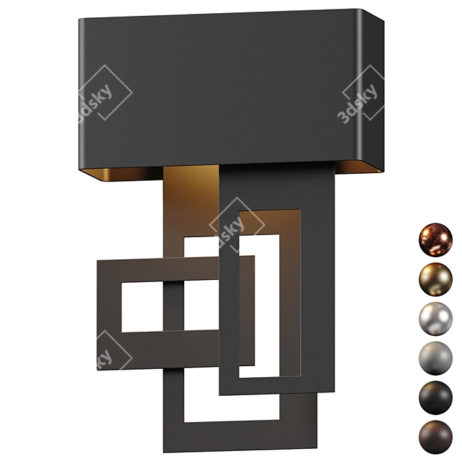 Modern Geometric Outdoor Wall Sconce 3D model image 1