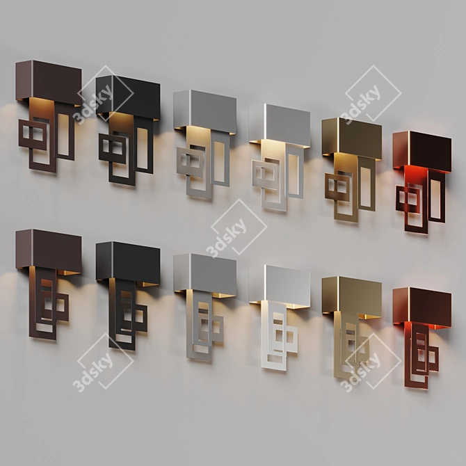 Modern Geometric Outdoor Wall Sconce 3D model image 4