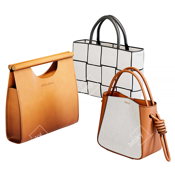 Elegant Trio of Women's Bags 3D model image 1