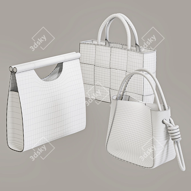 Elegant Trio of Women's Bags 3D model image 11