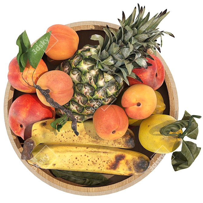 Exotic Fruits Bowl 3D Model 3D model image 2