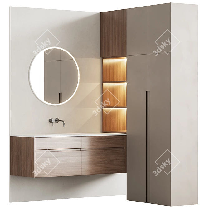 Modern Bathroom Furniture Set 3D model image 1