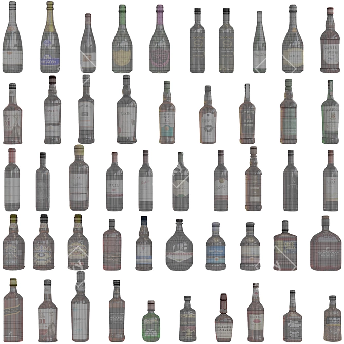 Luxury Whiskey & Cognac Bottles 3D model image 8