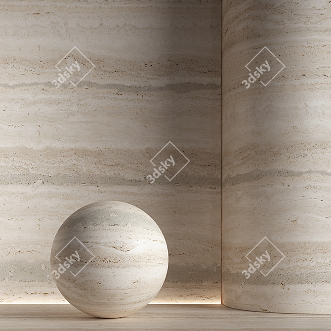 Travertine Stone Material Texture Pack 3D model image 1