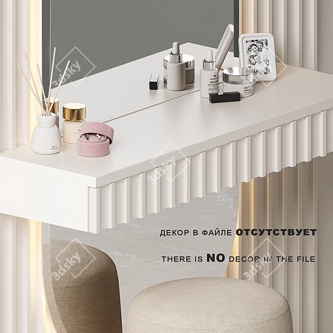 Elegant Vanity Table with Mirror 3D model image 6