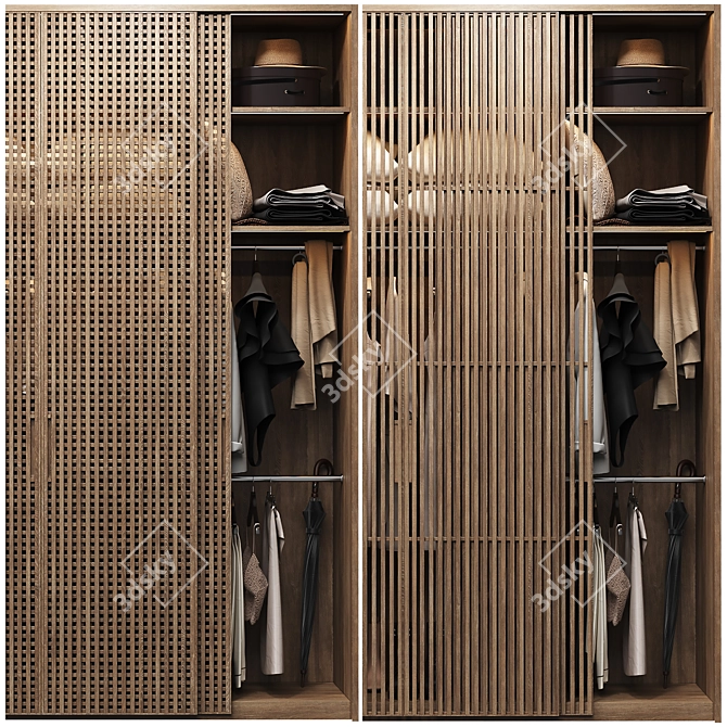 Customizable Wardrobe with Dual Facade Options 3D model image 2