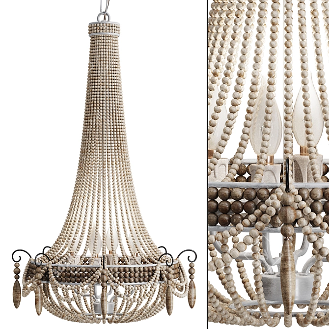 Rustic Bead Chandelier 3D Model 3D model image 1