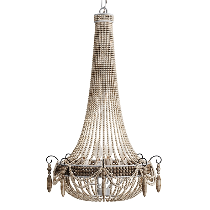 Rustic Bead Chandelier 3D Model 3D model image 6