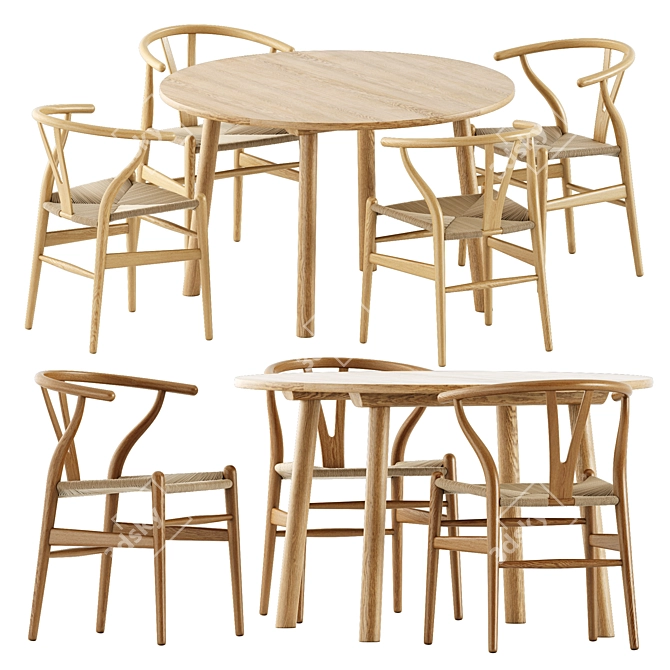 Scandinavian Elegance Dining Set 3D model image 1