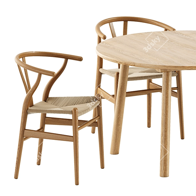 Scandinavian Elegance Dining Set 3D model image 2