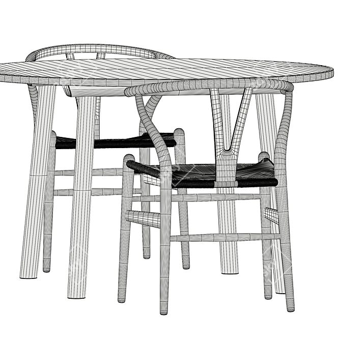 Scandinavian Elegance Dining Set 3D model image 5