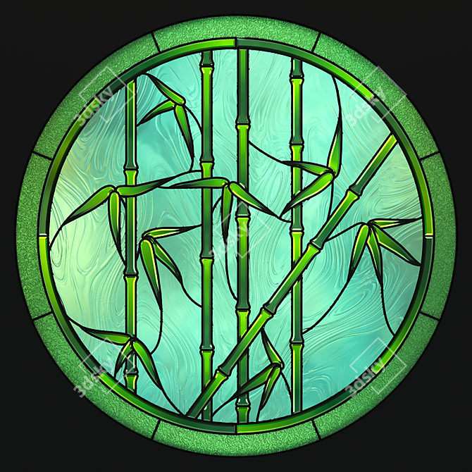 Round Bamboo Stained Glass 3D model image 5