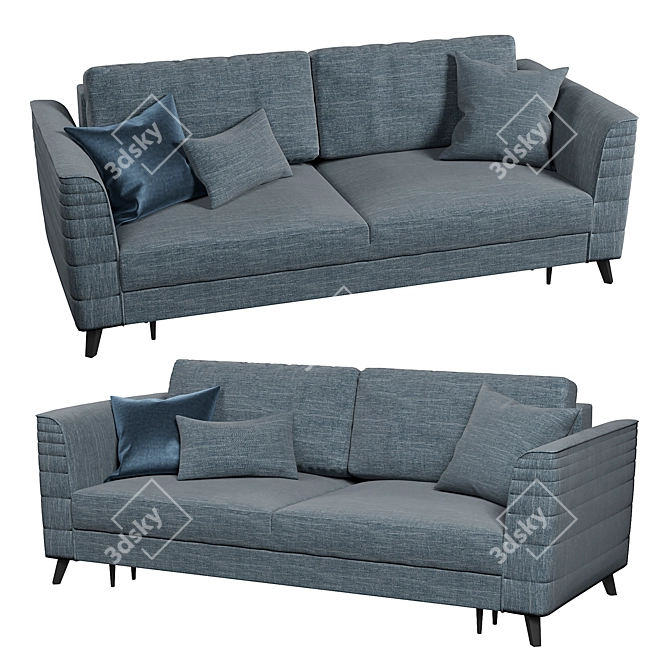 Modern Grace 3-Seater Sofa 3D model image 3