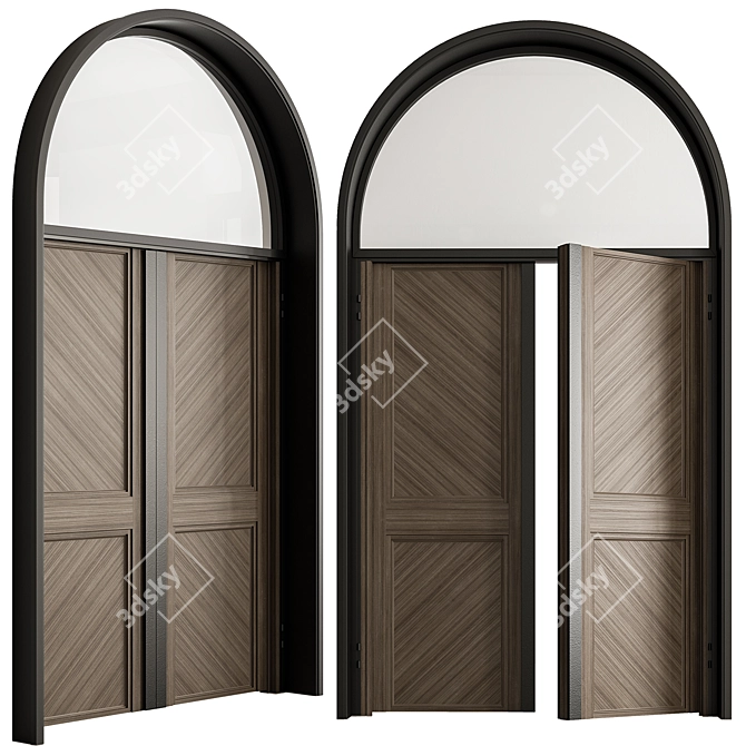 Elegant Arched Entry Door 3D model image 1