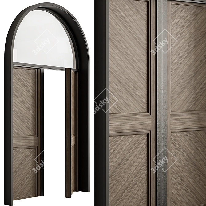 Elegant Arched Entry Door 3D model image 2