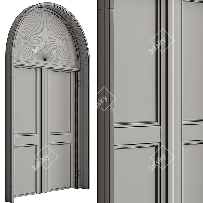 Elegant Arched Entry Door 3D model image 4