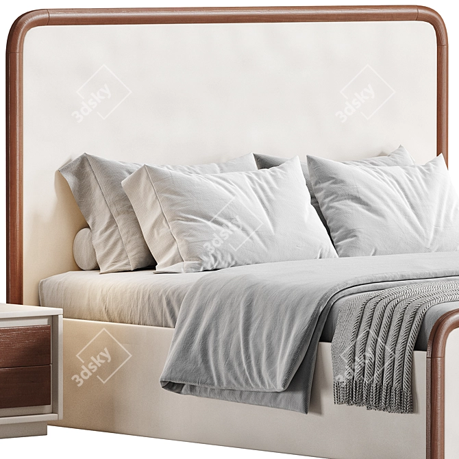 Contemporary Two-Tone King Size Bed 3D model image 2