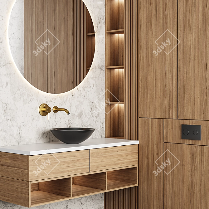 Modern Bathroom Furniture Set in 3 Colors 3D model image 3