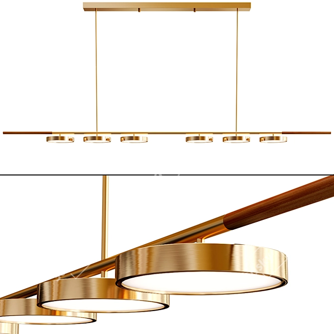 Modern Italian Brass Pendant Lamp 3D model image 1