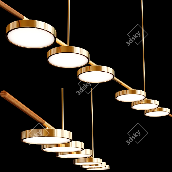 Modern Italian Brass Pendant Lamp 3D model image 2