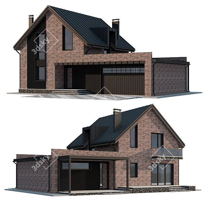 Two-Story Cottage with Garage 3D model image 9