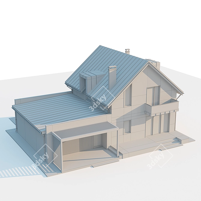 Two-Story Cottage with Garage 3D model image 11