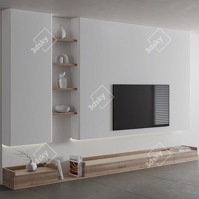 Modern TV Wall Shelf Set 3D model image 1