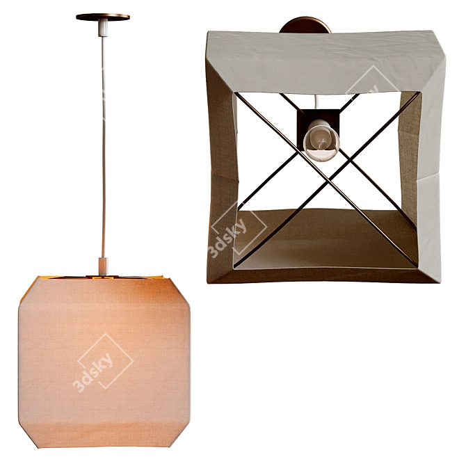 Vintage Munari Brass Pendant Light 3D model image 1