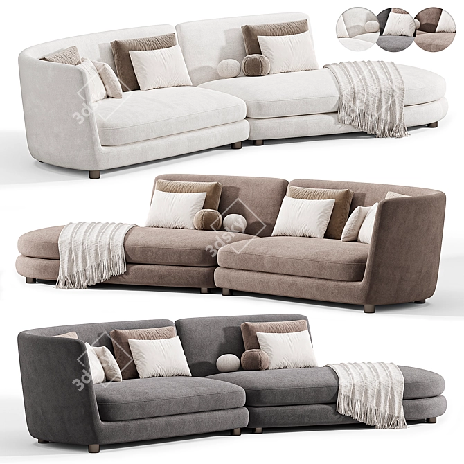 Luxury Italian Duo Sofa Solution 3D model image 1