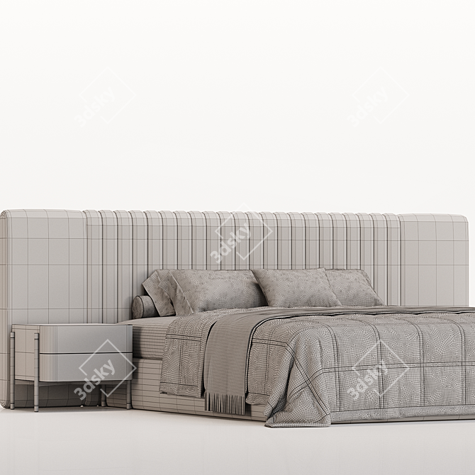 Elegant Audraya Upholstered Platform Bed 3D model image 4