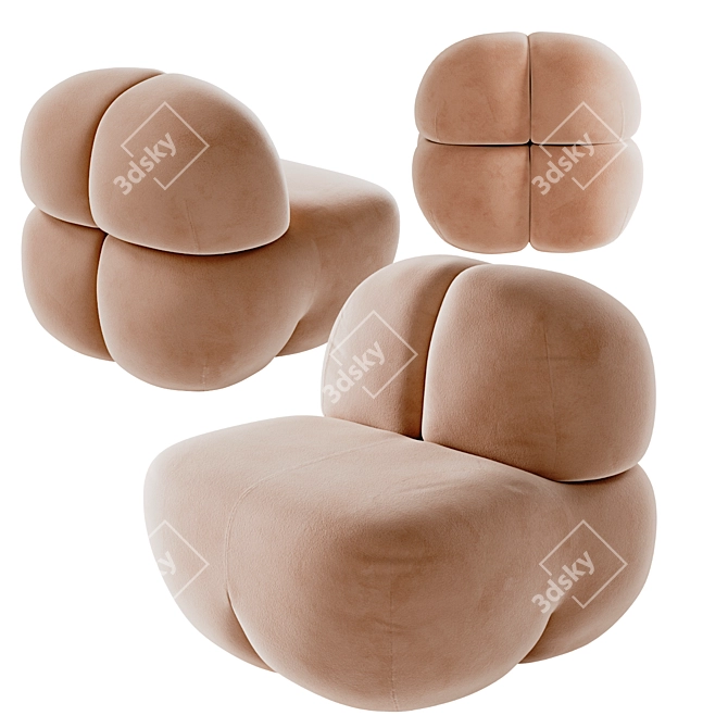  Luxe Barrel Lounge Chair Set 3D model image 2