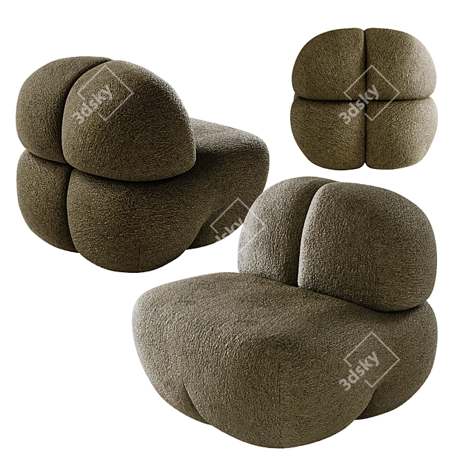  Luxe Barrel Lounge Chair Set 3D model image 4