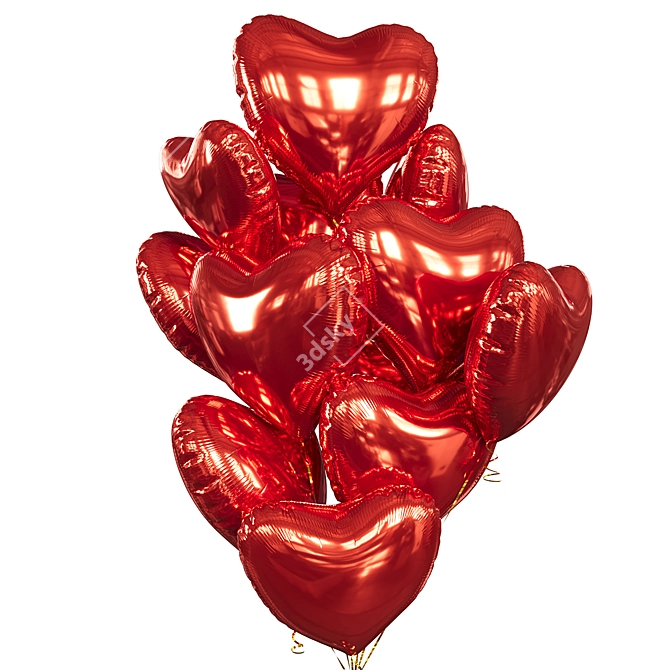 Heart-Shaped Foil Balloons, 3D Model 3D model image 2