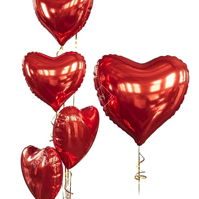 Heart-Shaped Foil Balloons, 3D Model 3D model image 3