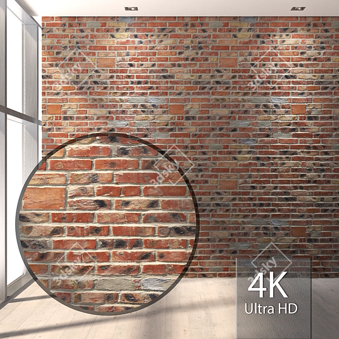 Seamless Brickwork Texture Set 3D model image 1