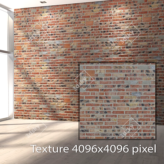 Seamless Brickwork Texture Set 3D model image 2