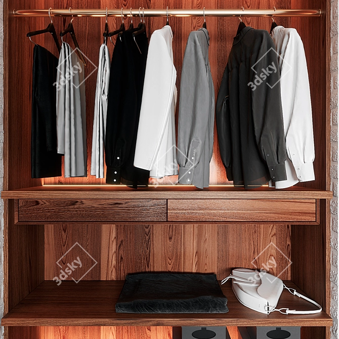 Contemporary Walk-In Closet | 3D Model 3D model image 4